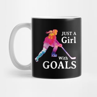 Just a Girl With Goals Hockey Watercolor Mug